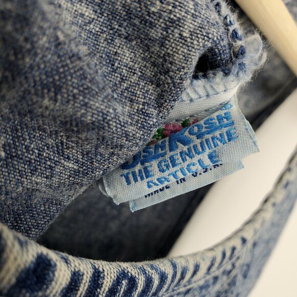 Vintage Oshkosh Womens Acid Wash Denim Maxi Dress Jumper Size 8 Full Side Button - Picture 3 of 4